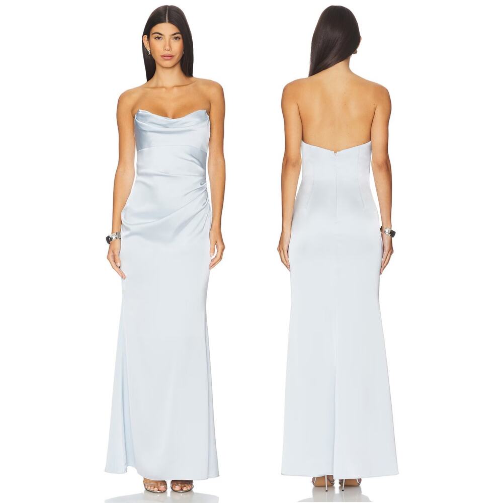 Katie May Taylor Strapless Gown Satin Party Formal Wedding Gala Prom Hoco S